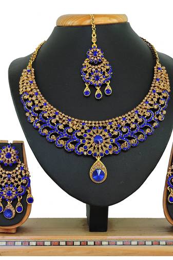 Blue designer function wear ad necklace set