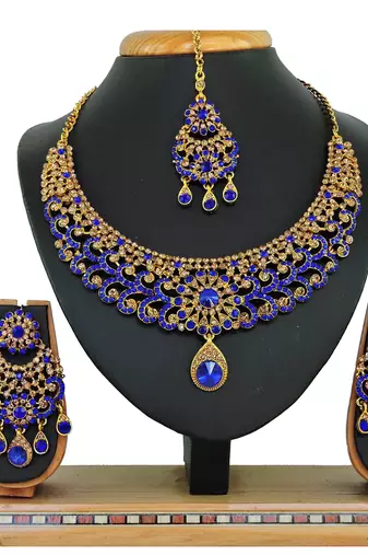 Blue designer function wear ad necklace set