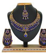 Blue designer function wear ad necklace set