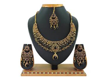 Black designer function wear ad necklace set 1