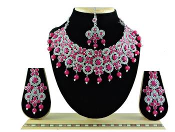 Red designer function wear ad necklace set 1