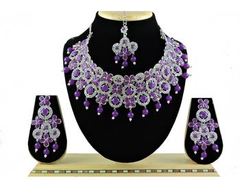 Purple designer function wear ad necklace set 1