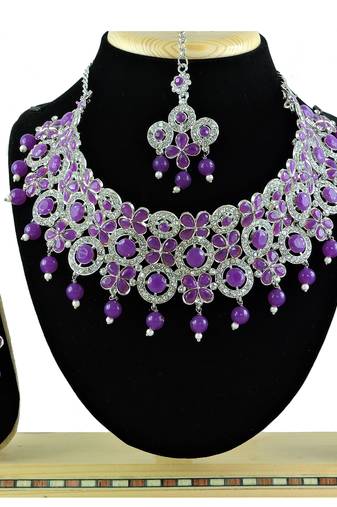 Purple designer function wear ad necklace set