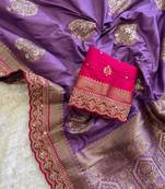 Lavender Color Premium Heavy Dola Silk Wedding Saree