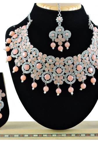 Orange designer function wear ad necklace set