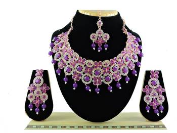 Purple designer function wear ad necklace set 1