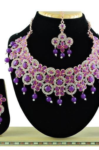 Purple designer function wear ad necklace set