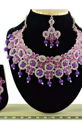 Purple designer function wear ad necklace set