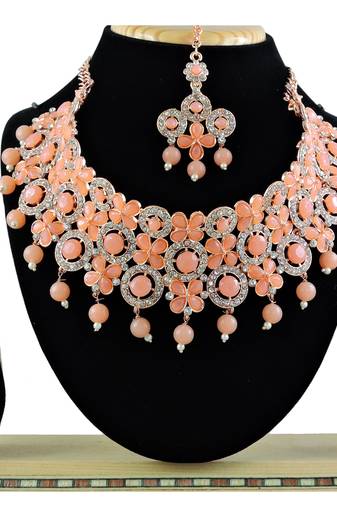 Orange designer function wear ad necklace set