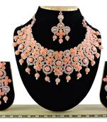 Orange designer function wear ad necklace set