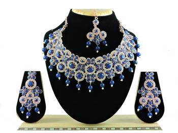 Blue designer function wear ad necklace set 1