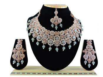 Grey designer function wear ad necklace set 1