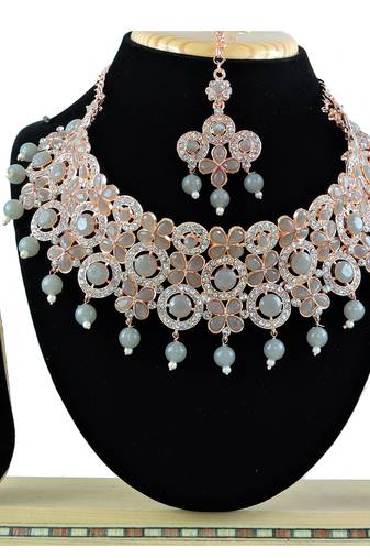 Grey designer function wear ad necklace set