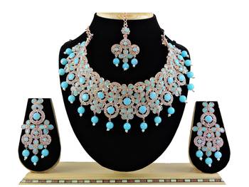 Turquoise designer function wear ad necklace set 1