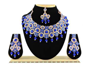 Blue designer function wear ad necklace set 1