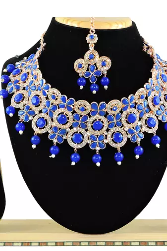 Blue designer function wear ad necklace set