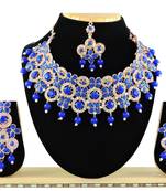 Blue designer function wear ad necklace set