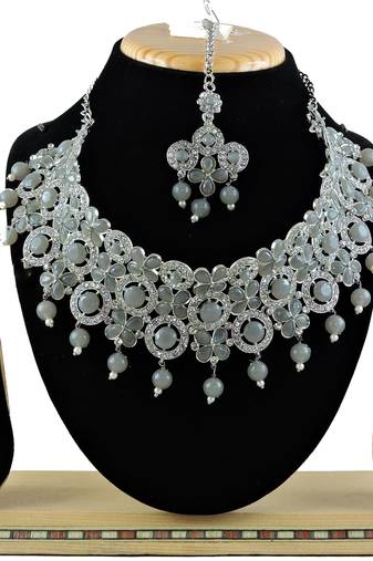 Grey designer function wear ad necklace set