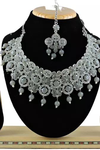 Grey designer function wear ad necklace set