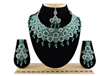 Green designer function wear ad necklace set 1