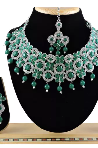 Green designer function wear ad necklace set