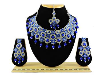 Blue designer function wear ad necklace set 1