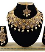 Gold designer function wear ad necklace set