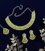 Yellow designer function wear ad necklace set