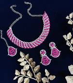 Red designer function wear ad necklace set