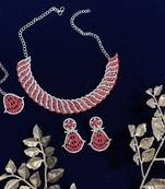 Red designer function wear ad necklace set