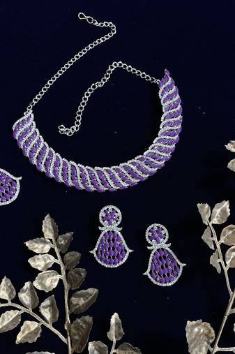 Purple designer function wear ad necklace set