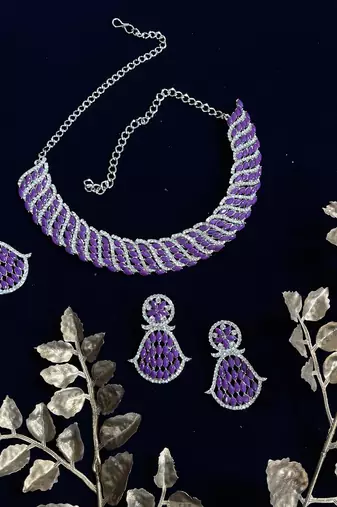 Purple designer function wear ad necklace set