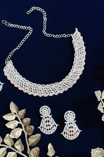 Orange designer function wear ad necklace set