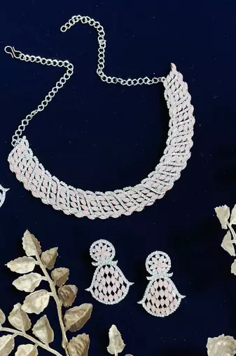 Orange designer function wear ad necklace set