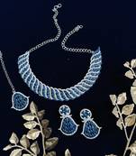 Blue designer function wear ad necklace set