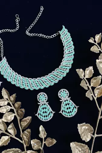 Green designer function wear ad necklace set