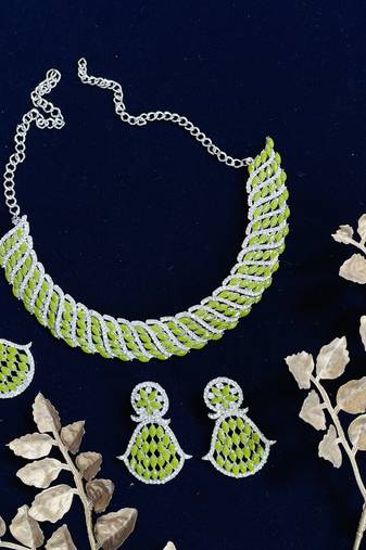 Green designer function wear ad necklace set
