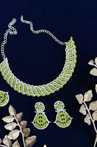 Green designer function wear ad necklace set