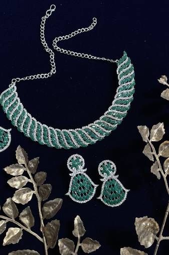 Green designer function wear ad necklace set