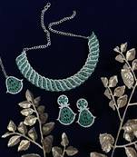 Green designer function wear ad necklace set