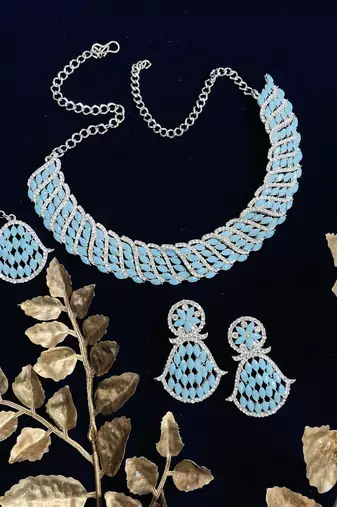 Turquoise designer function wear ad necklace set