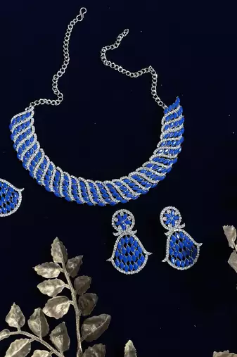 Blue designer function wear ad necklace set