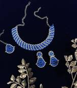 Blue designer function wear ad necklace set