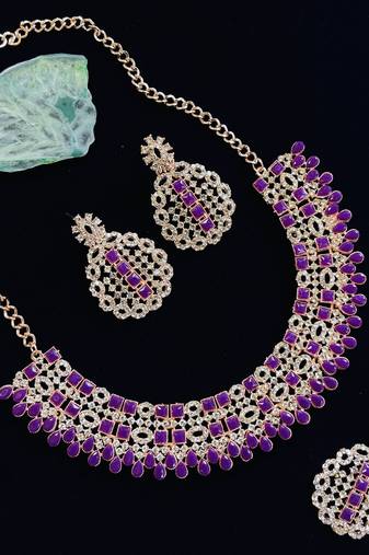 Purple designer function wear ad necklace set