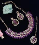 Purple designer function wear ad necklace set