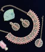 Pink designer function wear ad necklace set