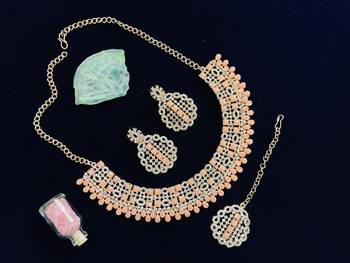 Orange designer function wear ad necklace set 1