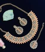 Orange designer function wear ad necklace set