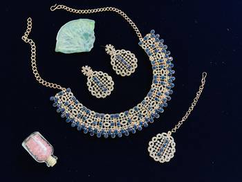 Blue designer function wear ad necklace set 1