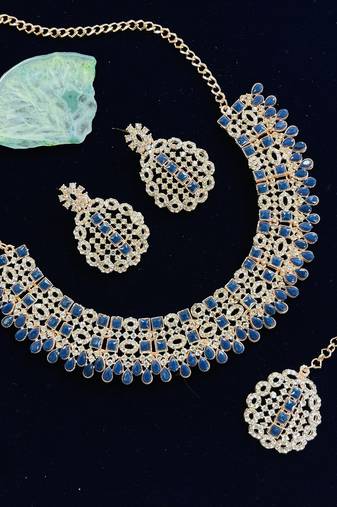 Blue designer function wear ad necklace set
